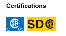 Logo de la certification CSA carré bleu et SD
